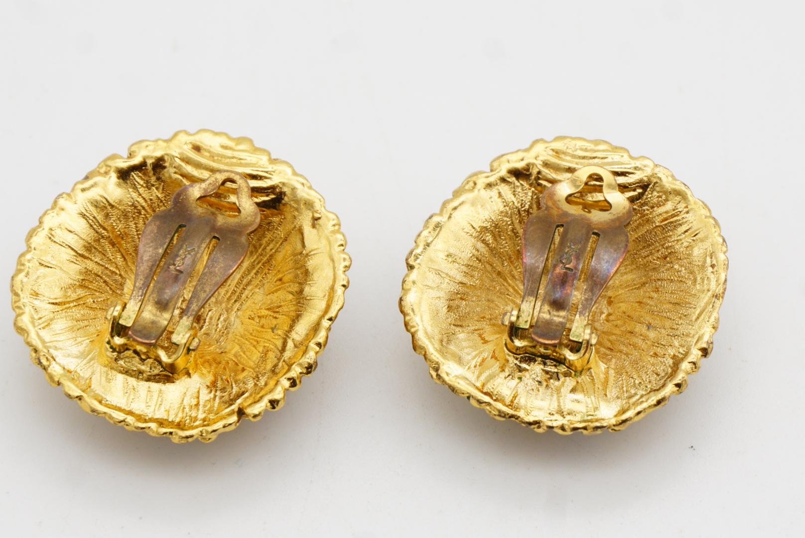 Yves Saint Laurent YSL Vintage Ruby Emerald Sapphire Fuchsia Circle Earrings For Sale 6