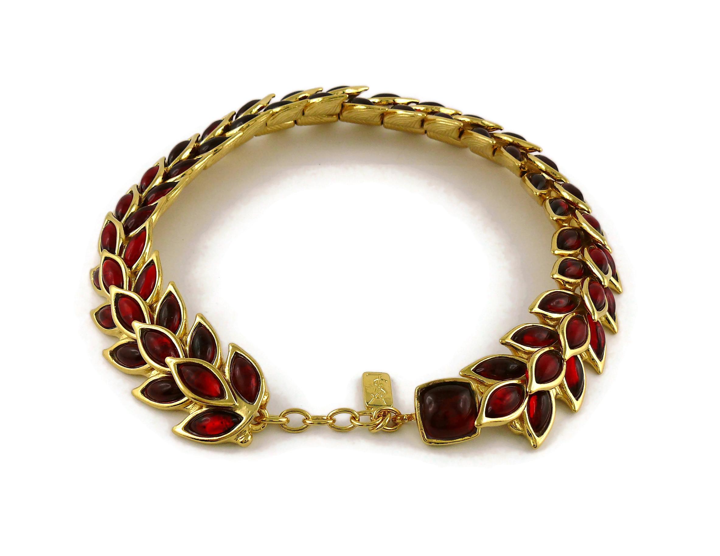 Yves Saint Laurent YSL Vintage Ruby Wheat Choker Necklace For Sale 3