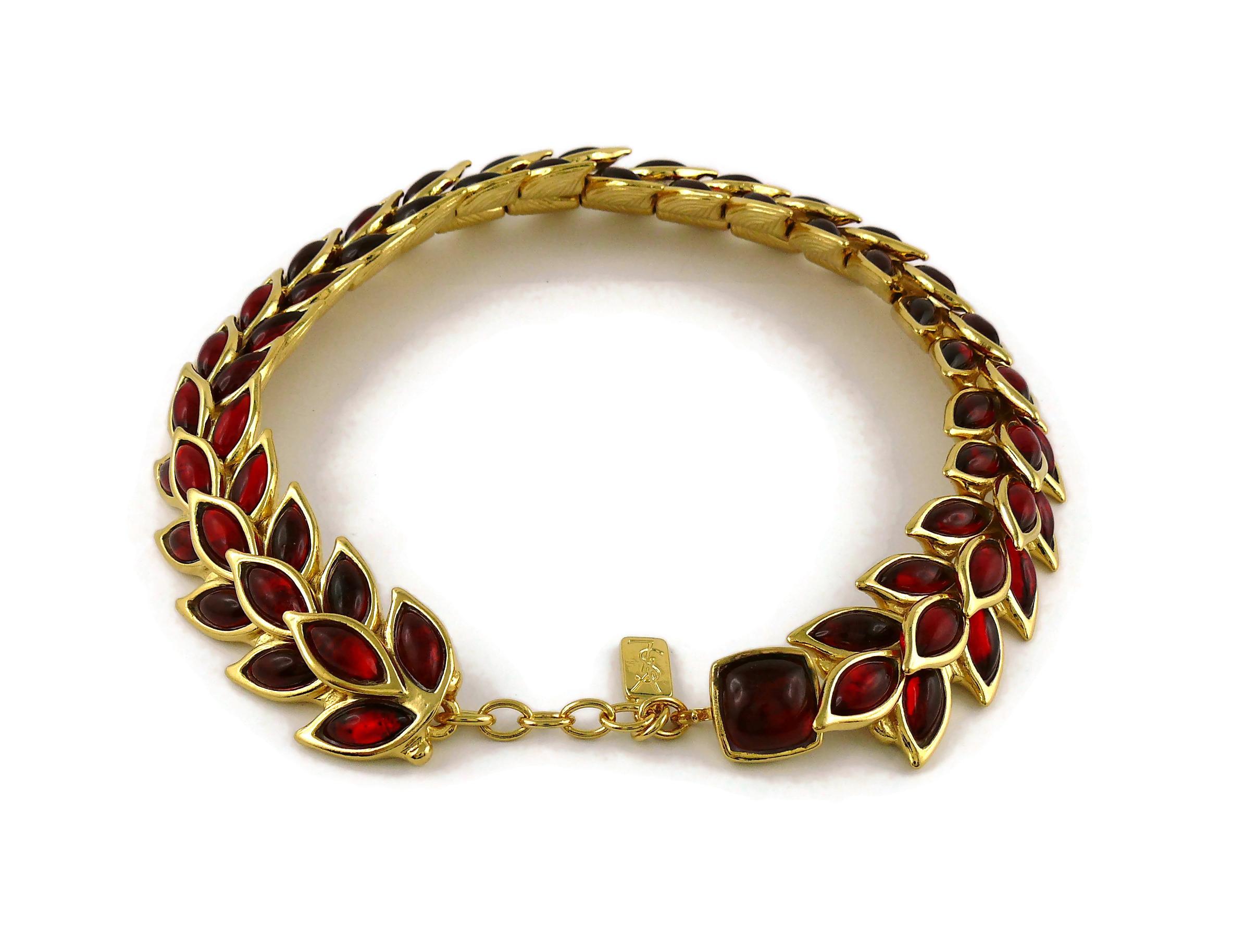 Yves Saint Laurent YSL Vintage Ruby Wheat Choker Necklace 3
