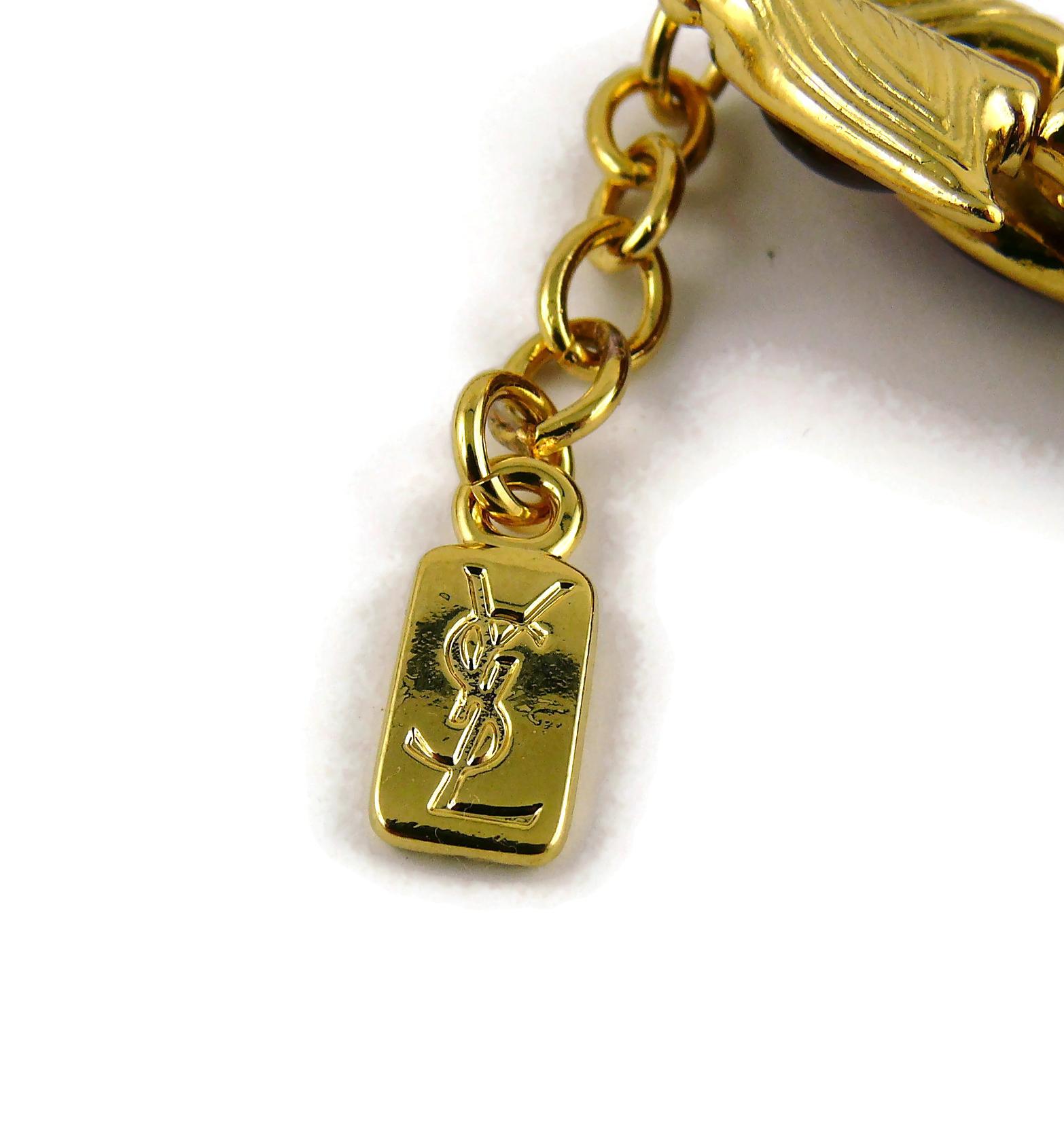 Yves Saint Laurent YSL Vintage Ruby Wheat Choker Necklace 5