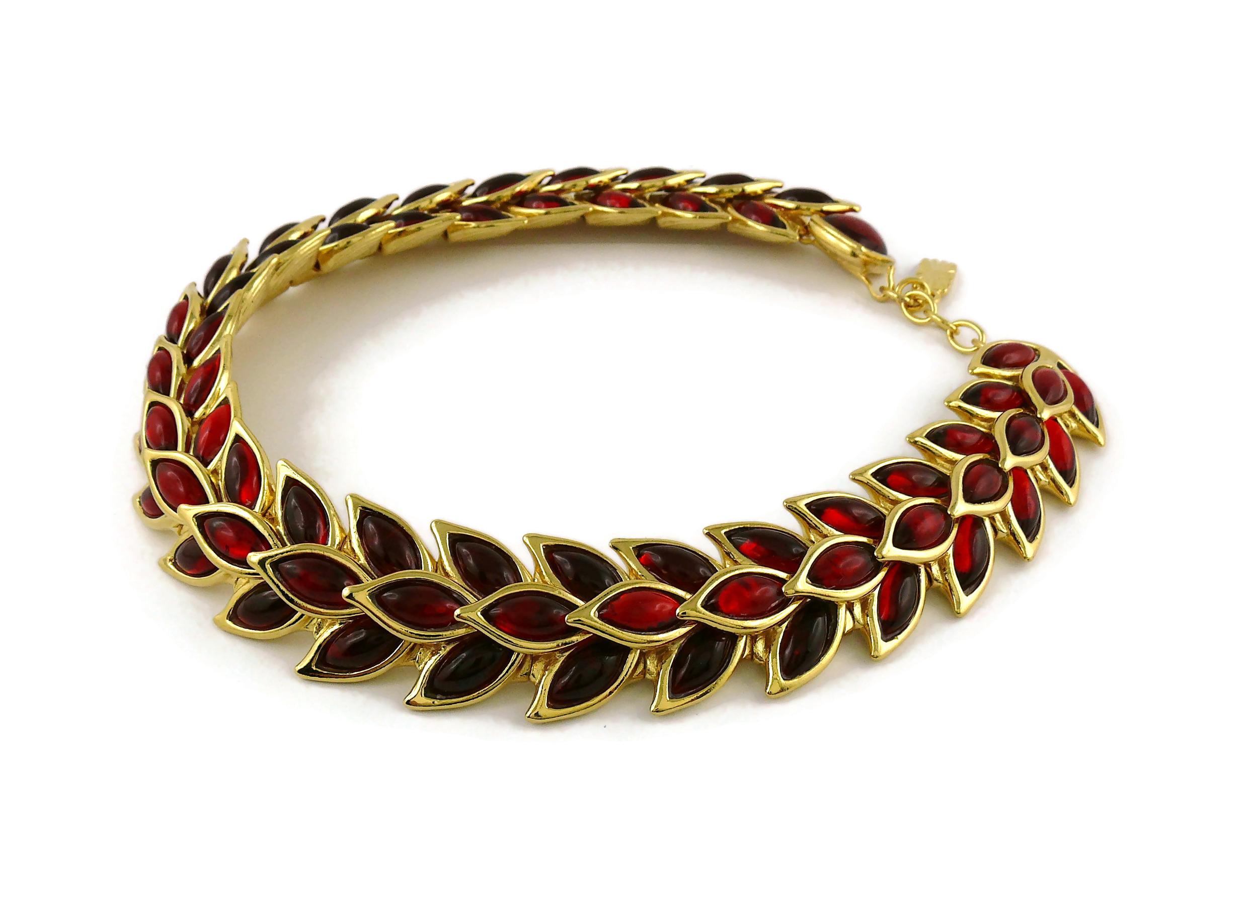 Women's Yves Saint Laurent YSL Vintage Ruby Wheat Choker Necklace For Sale