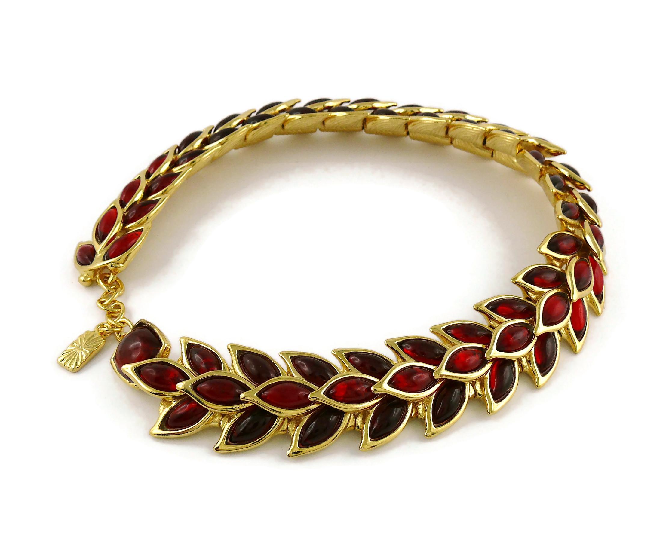 Yves Saint Laurent YSL Vintage Ruby Wheat Choker Necklace For Sale 1