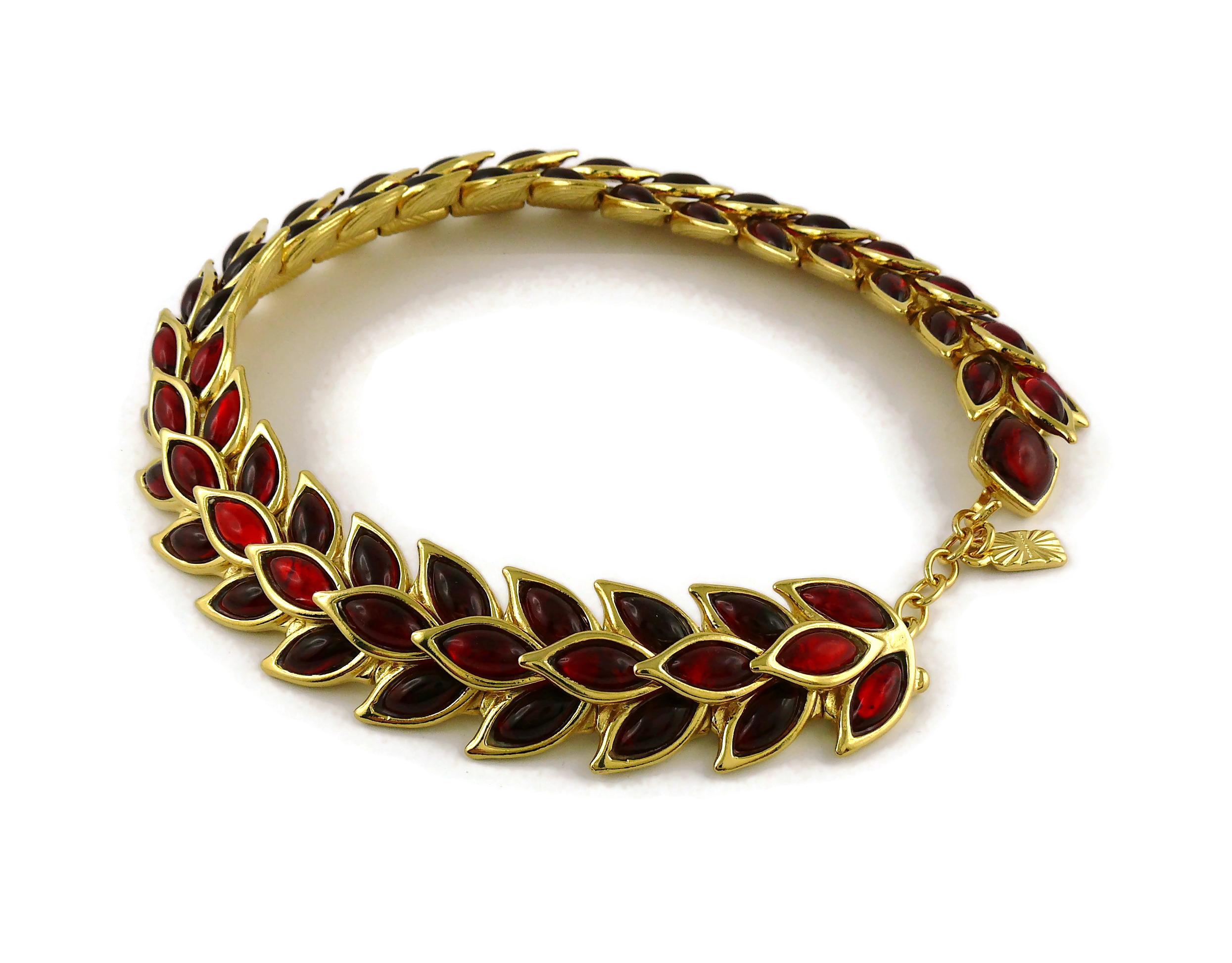 Yves Saint Laurent YSL Vintage Ruby Wheat Choker Necklace For Sale 2