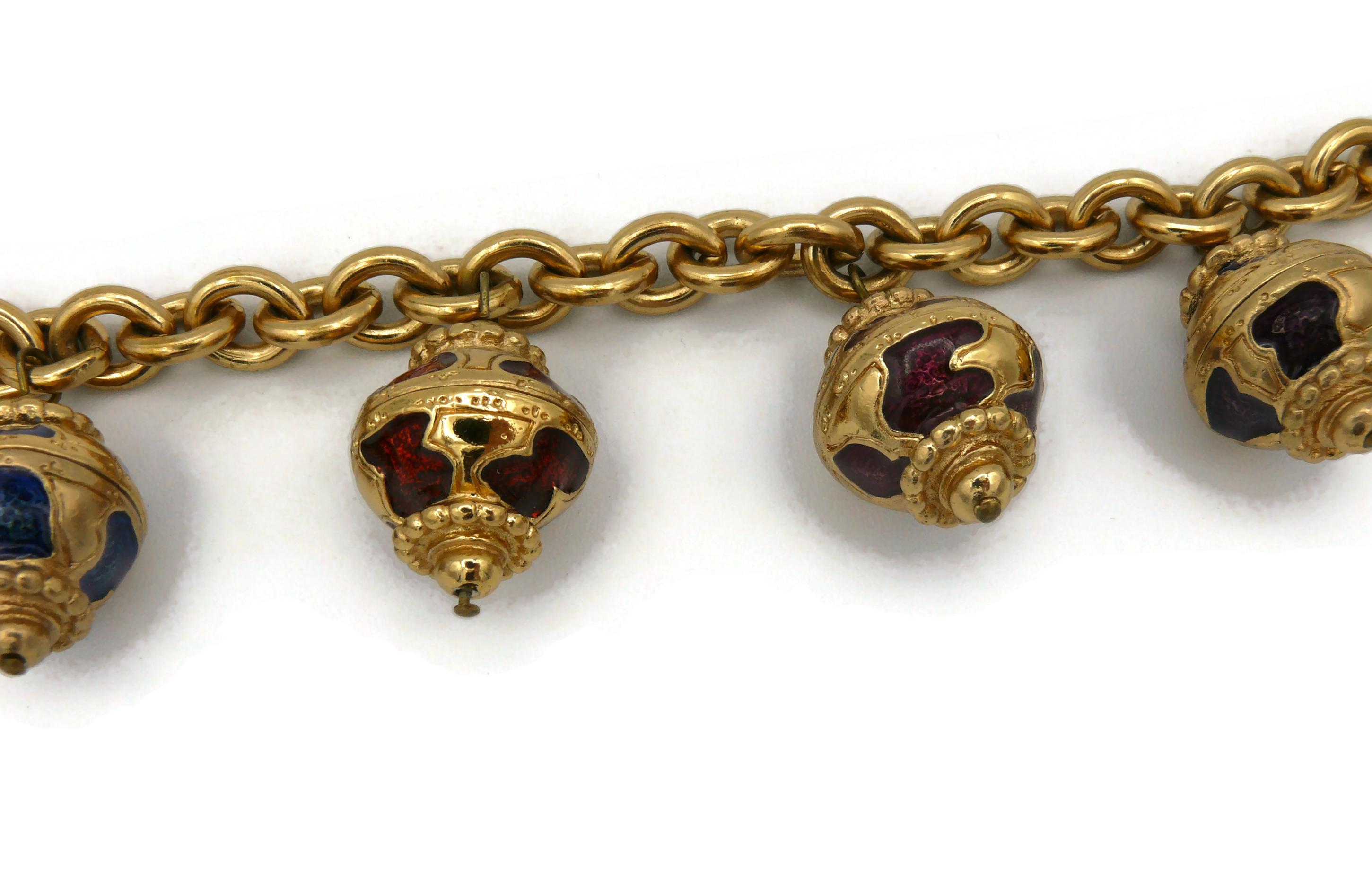 Yves Saint Laurent YSL Vintage Russian Inspired Enamel Charms Bracelet In Good Condition For Sale In Nice, FR