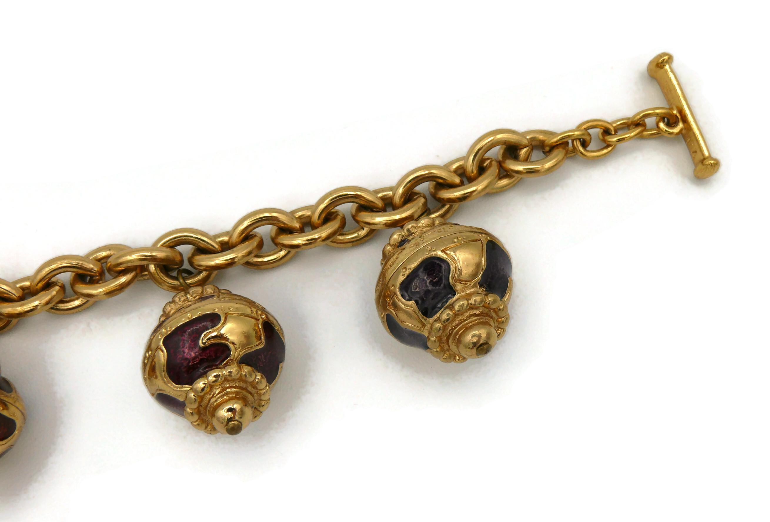 Women's Yves Saint Laurent YSL Vintage Russian Inspired Enamel Charms Bracelet For Sale