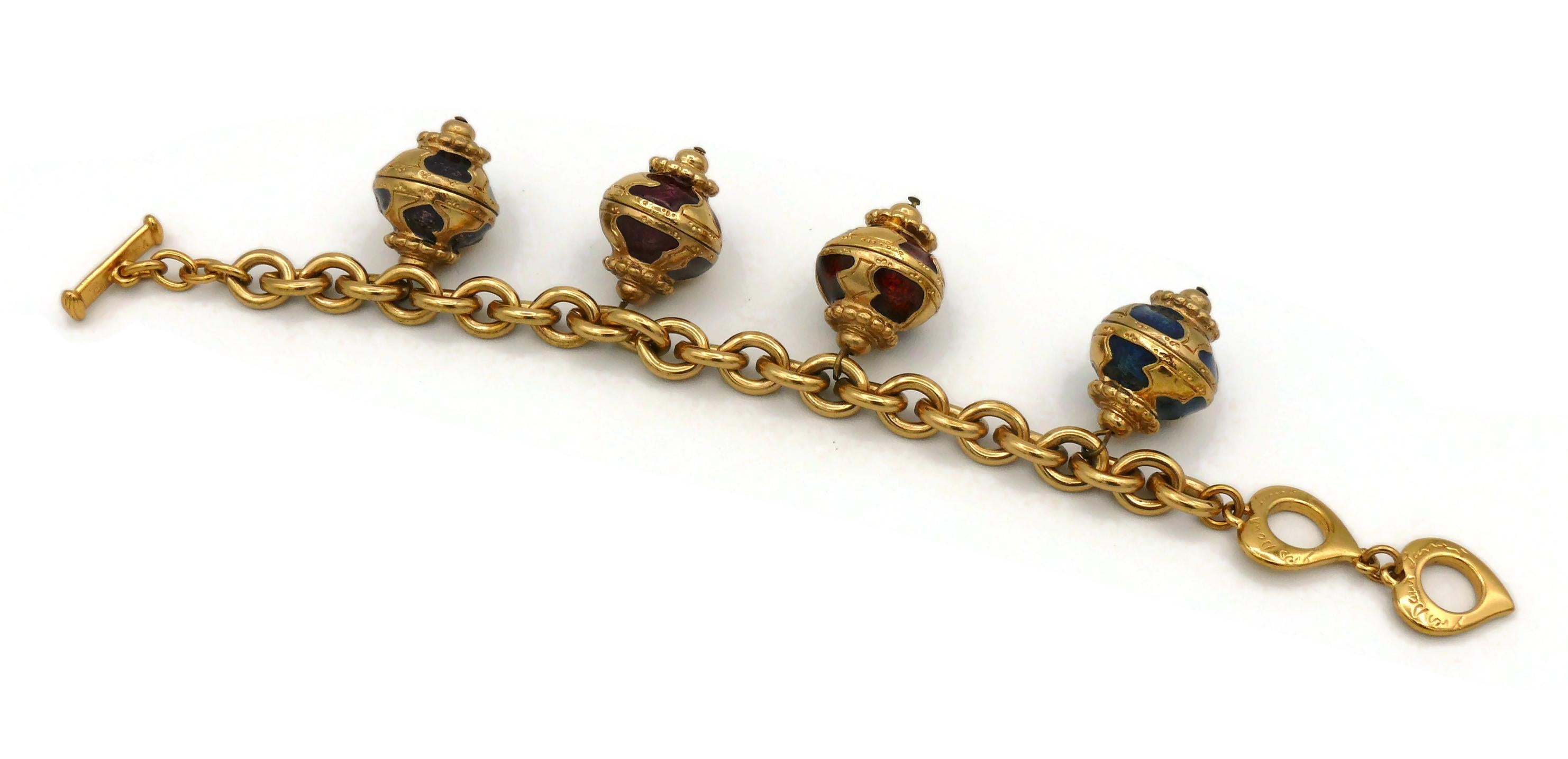 Yves Saint Laurent YSL Vintage Russian Inspired Enamel Charms Bracelet For Sale 1