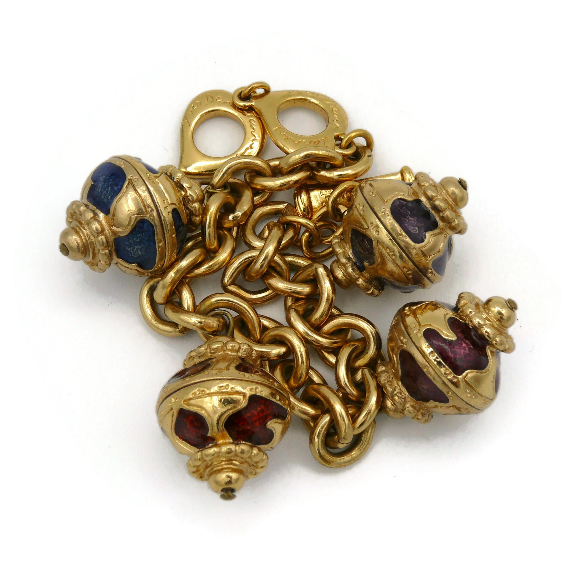 Yves Saint Laurent YSL Vintage Russian Inspired Enamel Charms Bracelet For Sale 2