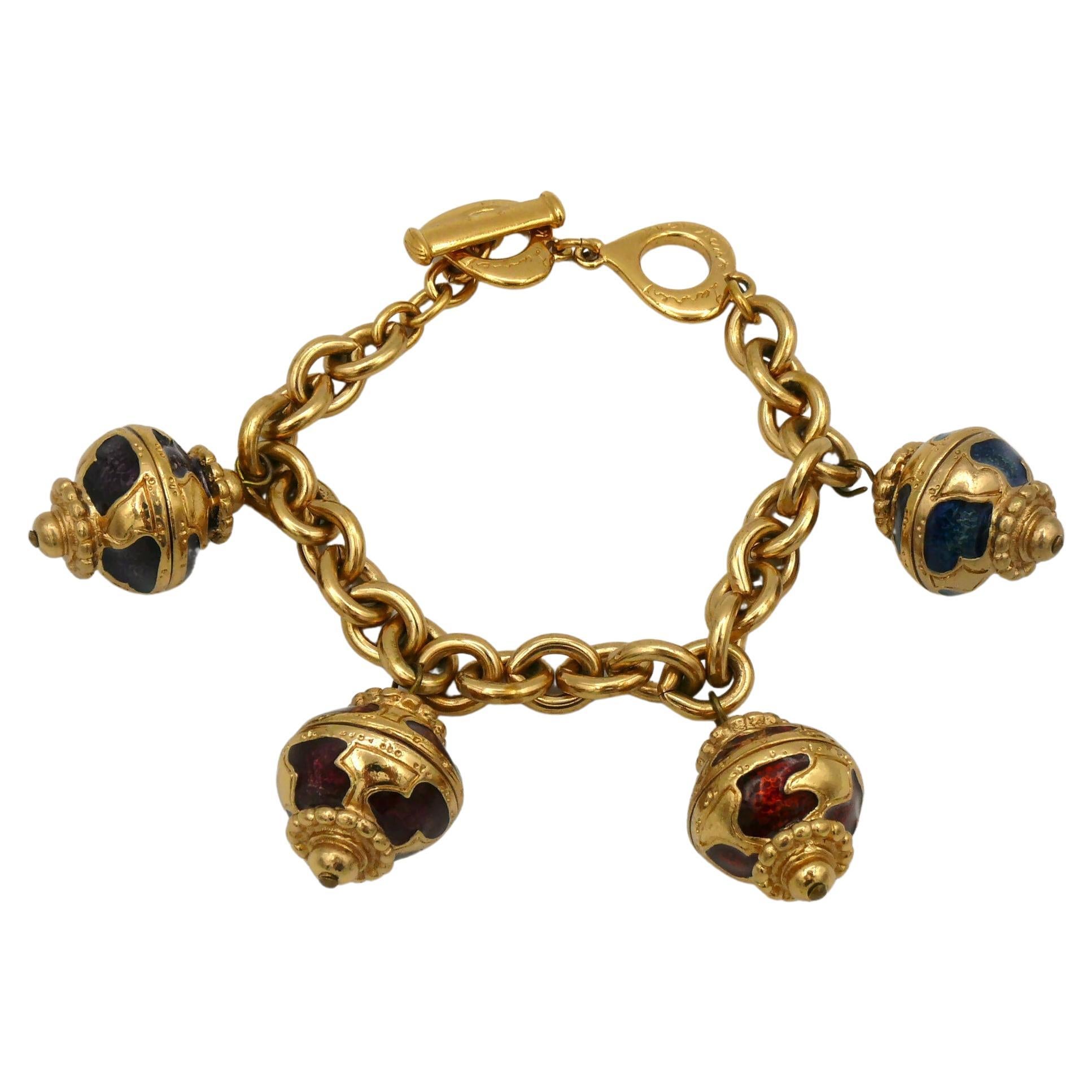 Yves Saint Laurent YSL Vintage Russian Inspired Enamel Charms Bracelet For Sale