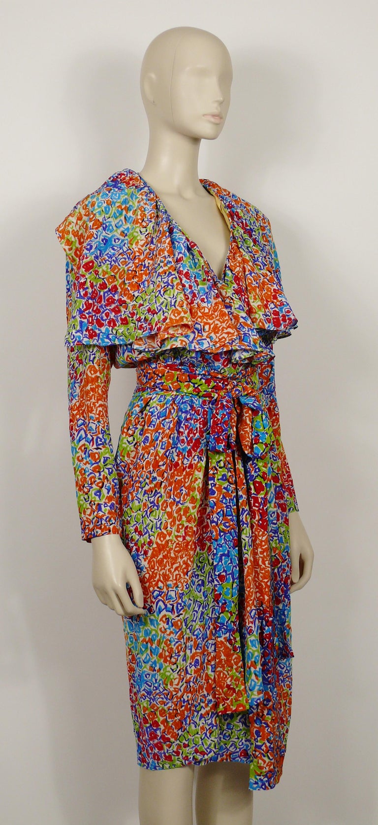 Yves Saint Laurent Ysl Vintage S S 1989 Abstract Floral Print Wrap
