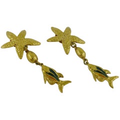 Yves Saint Laurent YSL Vintage Sea Life Dangling Earrings