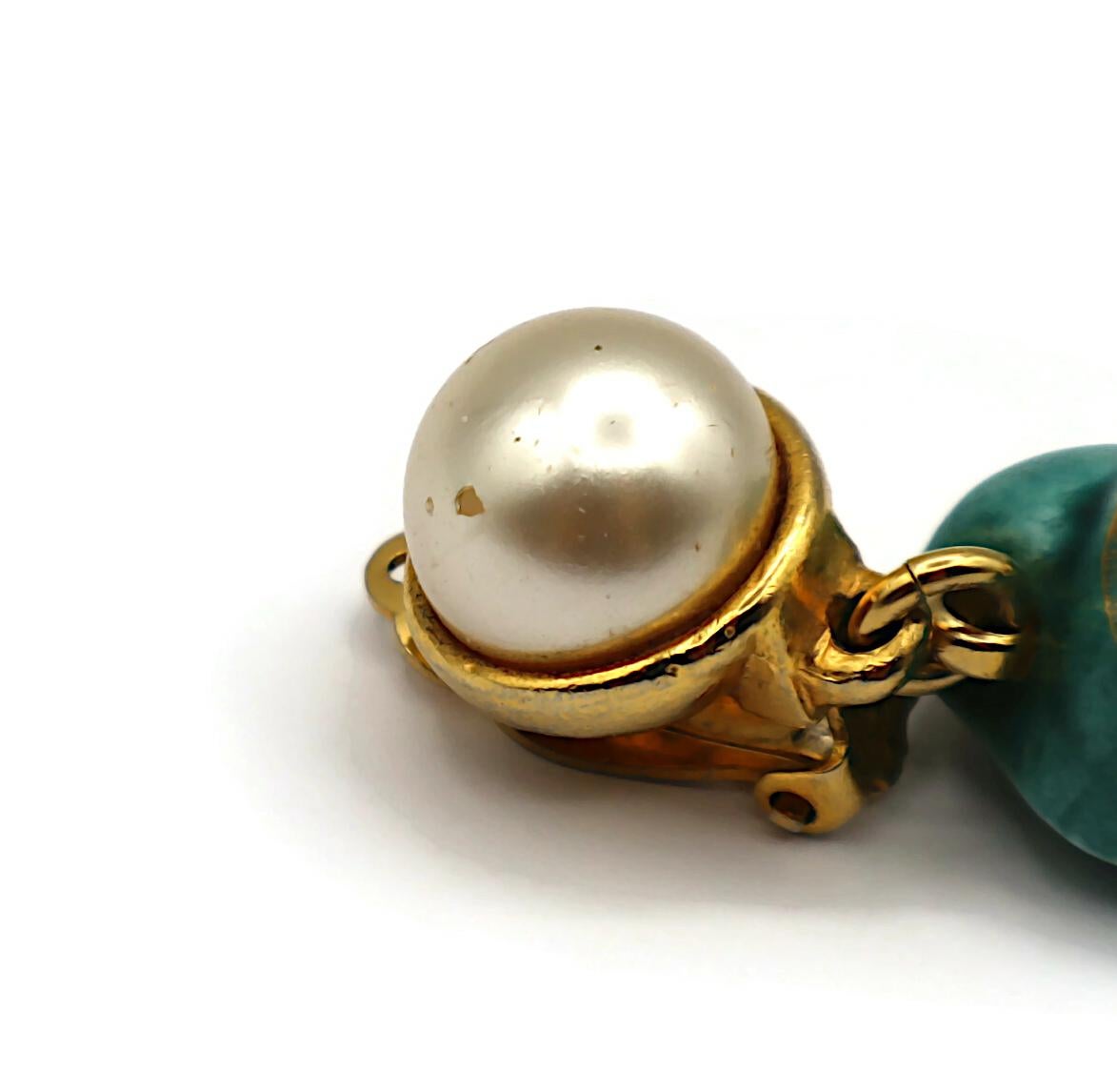 YVES SAINT LAURENT YSL Vintage Seashell & Pearl Dangle Earrings For Sale 11