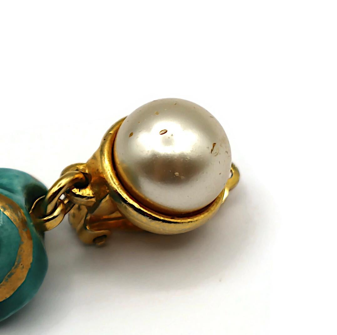 YVES SAINT LAURENT YSL Vintage Seashell & Pearl Dangle Earrings For Sale 13
