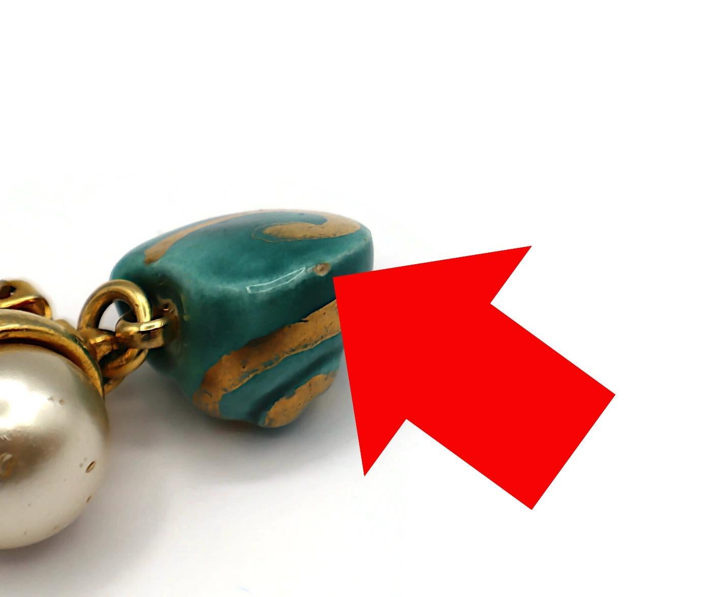 YVES SAINT LAURENT YSL Vintage Seashell & Pearl Dangle Earrings For Sale 14