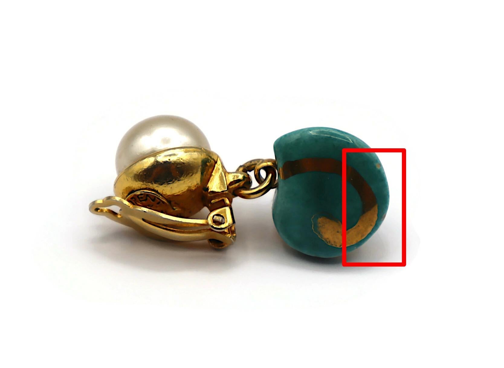 YVES SAINT LAURENT YSL Vintage Seashell & Pearl Dangle Earrings For Sale 15