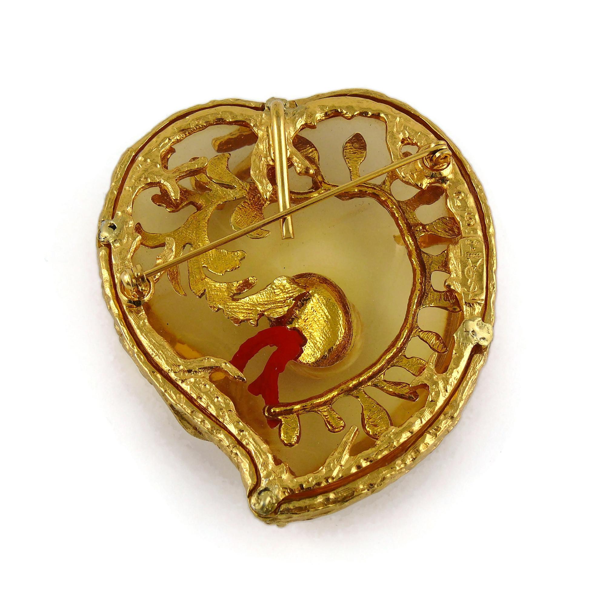 Yves Saint Laurent YSL Vintage Resin Heart Brooch Pendant 3