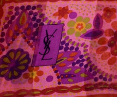 Yves Saint Laurent YSL - Bufanda larga de seda vintage c1980s/90s