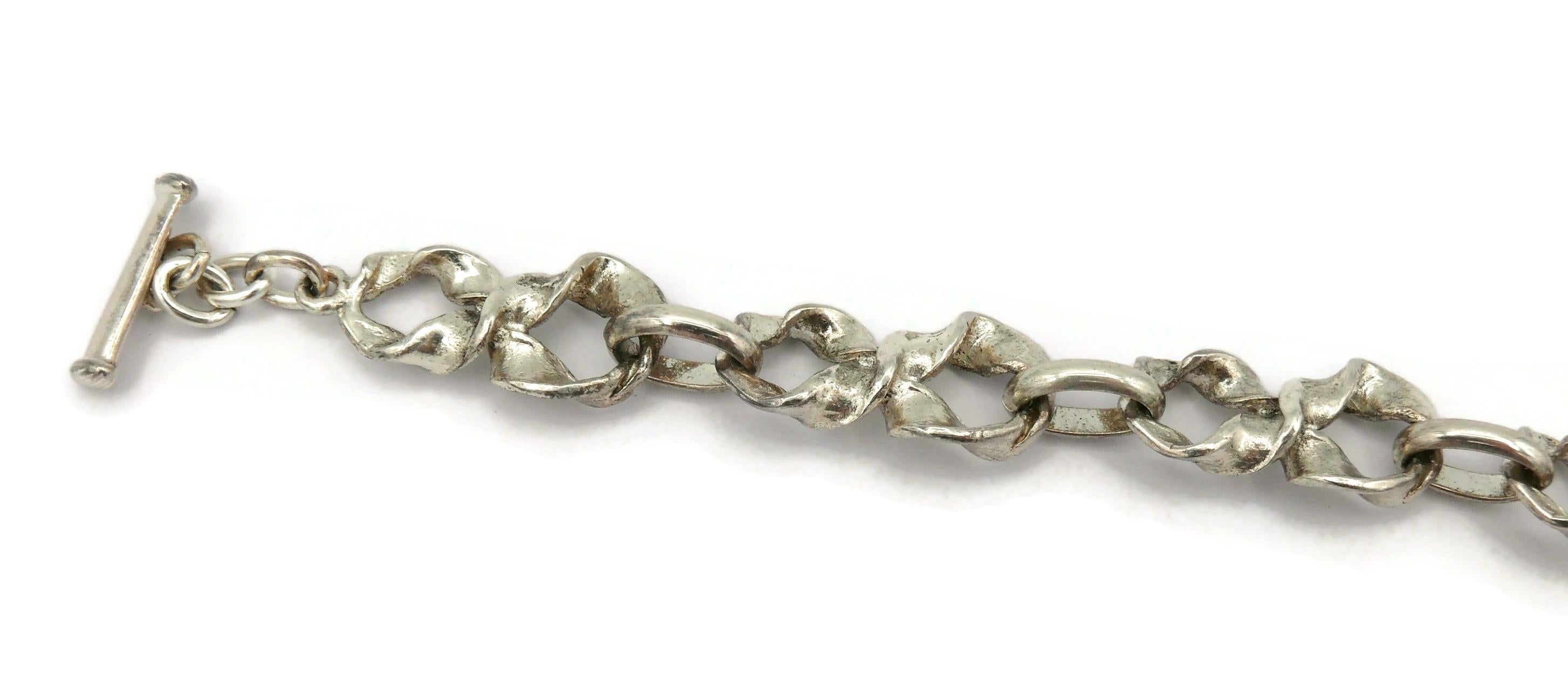 Women's YVES SAINT LAURENT YSL Vintage Silver Tone Armillary Sphere Pendant Necklace