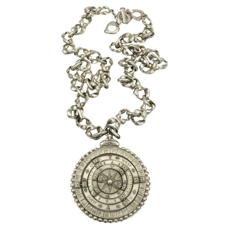 Hattie Carnegie Egyptian Revival Lotus Pendant Necklace For Sale