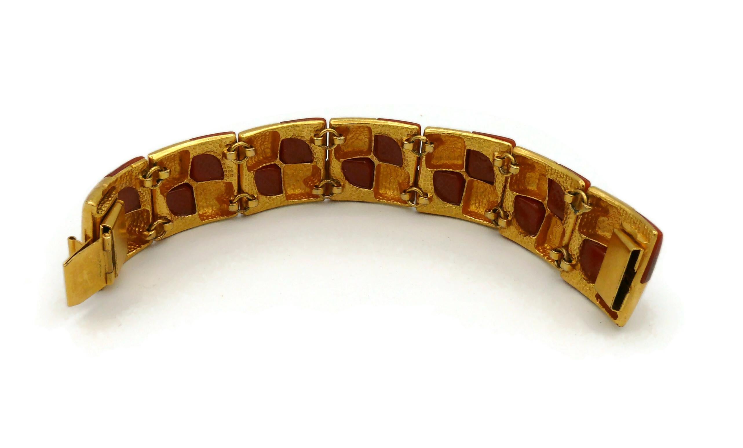 YVES SAINT LAURENT YSL Vintage Square Link Bracelet For Sale 2
