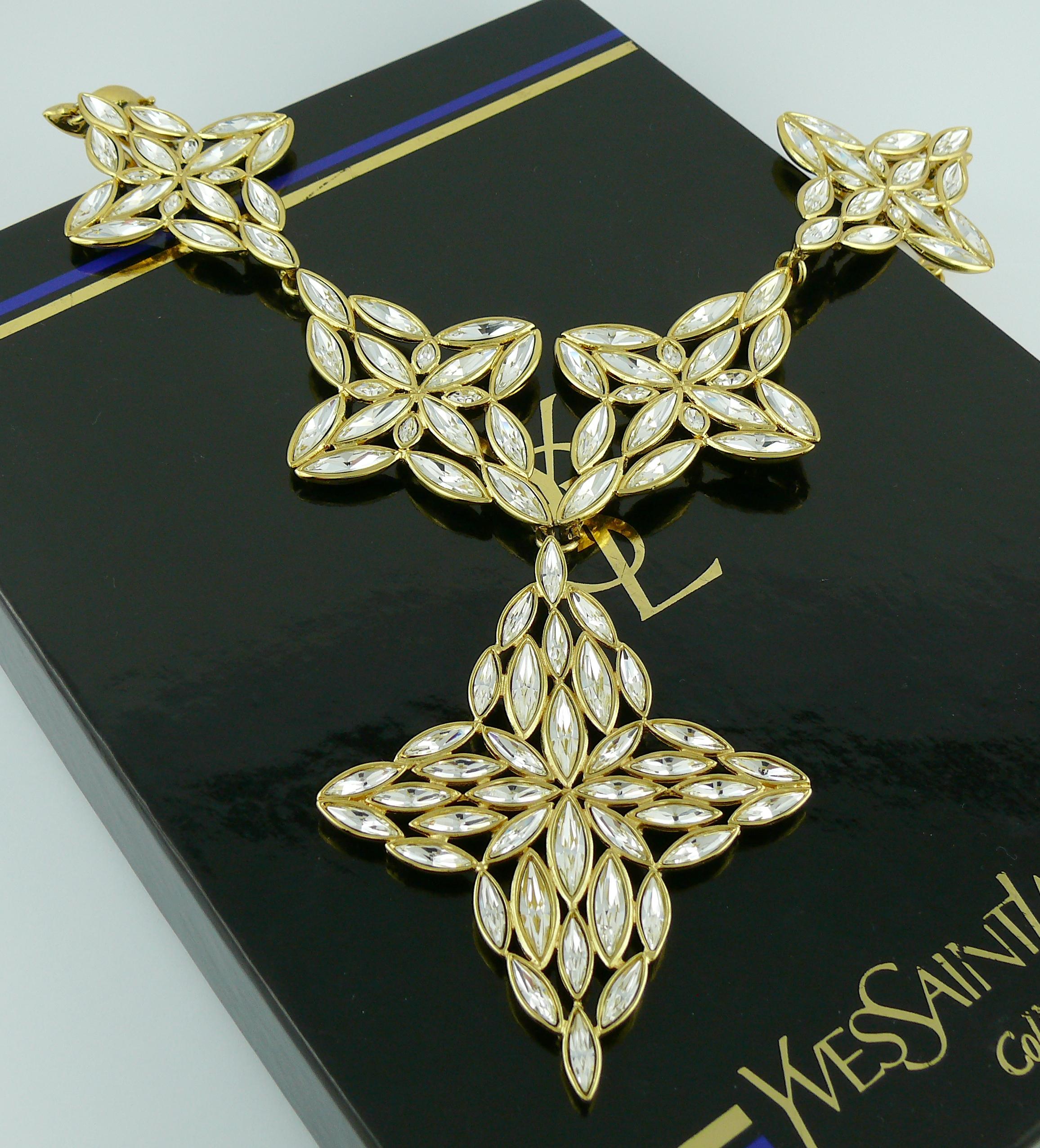 Yves Saint Laurent YSL Vintage Statement Crystal Necklace 4