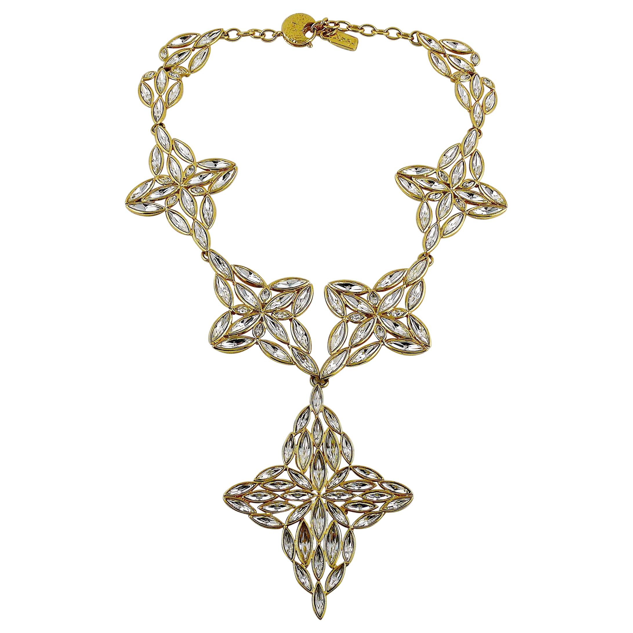 Yves Saint Laurent YSL Vintage Statement Crystal Necklace