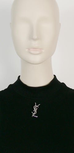 Yves Saint Laurent YSL Broche logo vintage en argent sterling