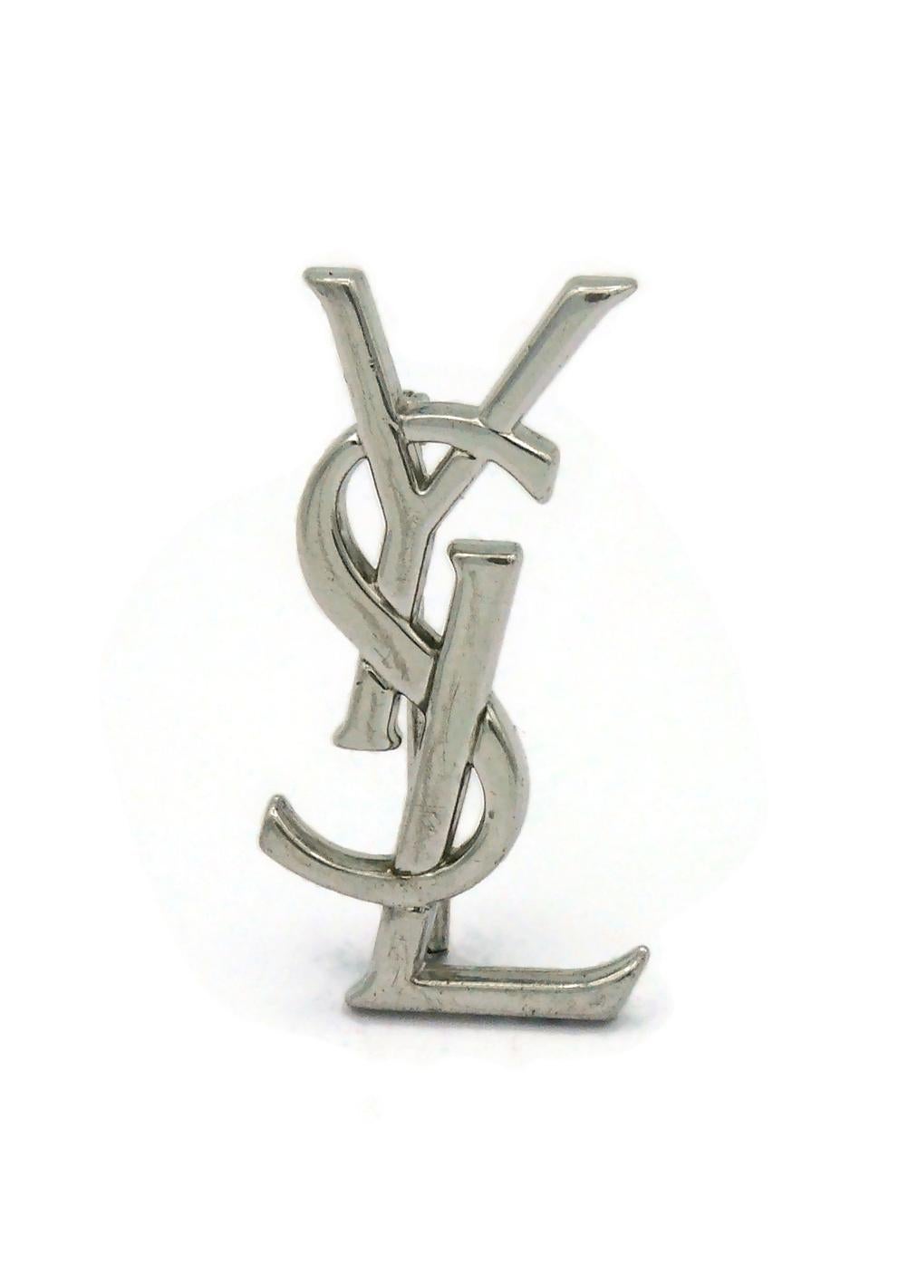 Broche vintage YVES SAINT LAURENT YSL en argent sterling avec logo Bon état - En vente à Nice, FR