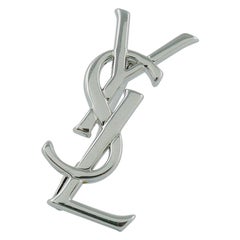 Yves Saint Laurent YSL Broche logo vintage en argent sterling