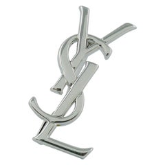 Yves Saint Laurent YSL Vintage Sterling Silver Logo Brooch