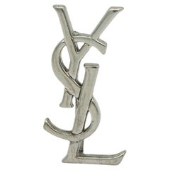 Broche vintage YVES SAINT LAURENT YSL en argent sterling avec logo