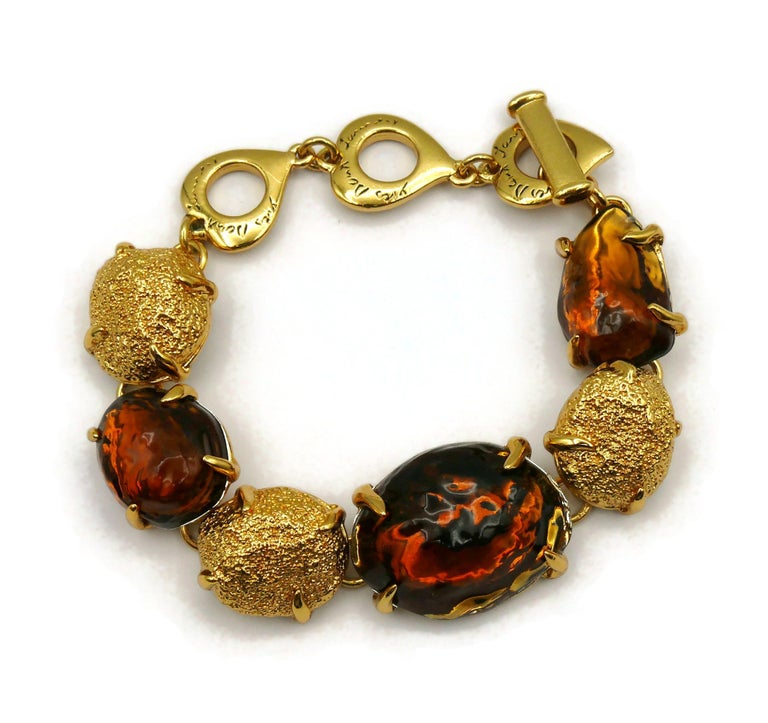 YVES SAINT LAURENT YSL Vintage Stone Nugget Bracelet For Sale at