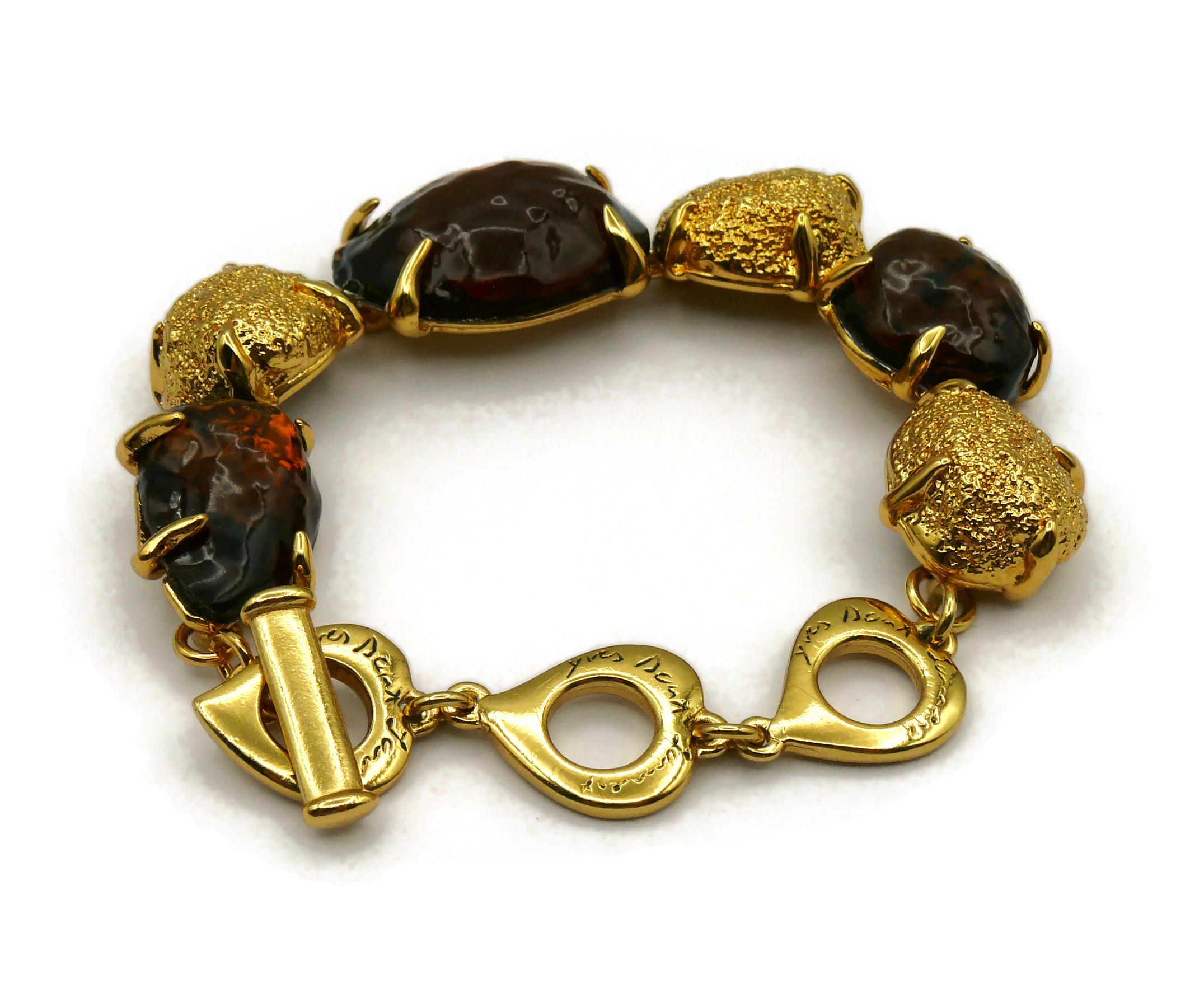 YVES SAINT LAURENT YSL Vintage Stone Nugget Bracelet In Good Condition For Sale In Nice, FR