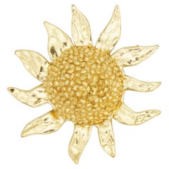 Yves Saint Laurent YSL Vintage Sunflower Large Sunburst Sun Dome Chunky Brooch