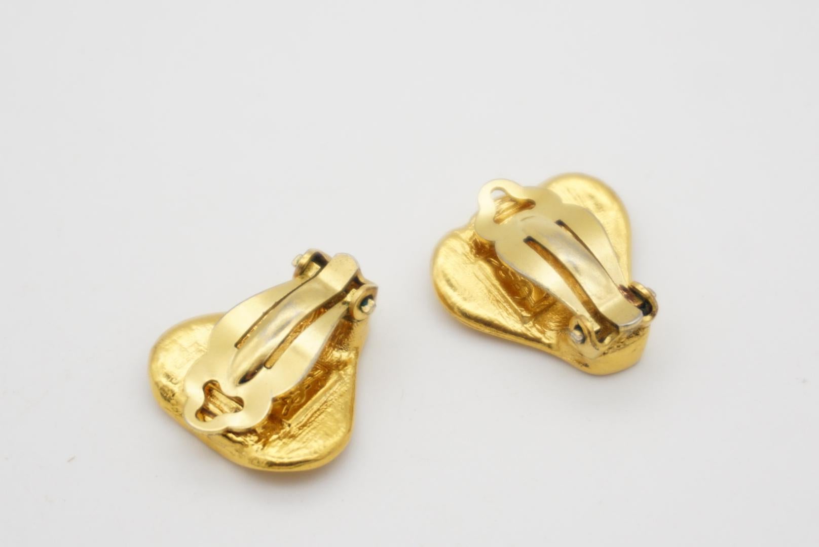 Women's or Men's Yves Saint Laurent YSL Vintage Texture Triangle Heart Love Modern Clip Earrings