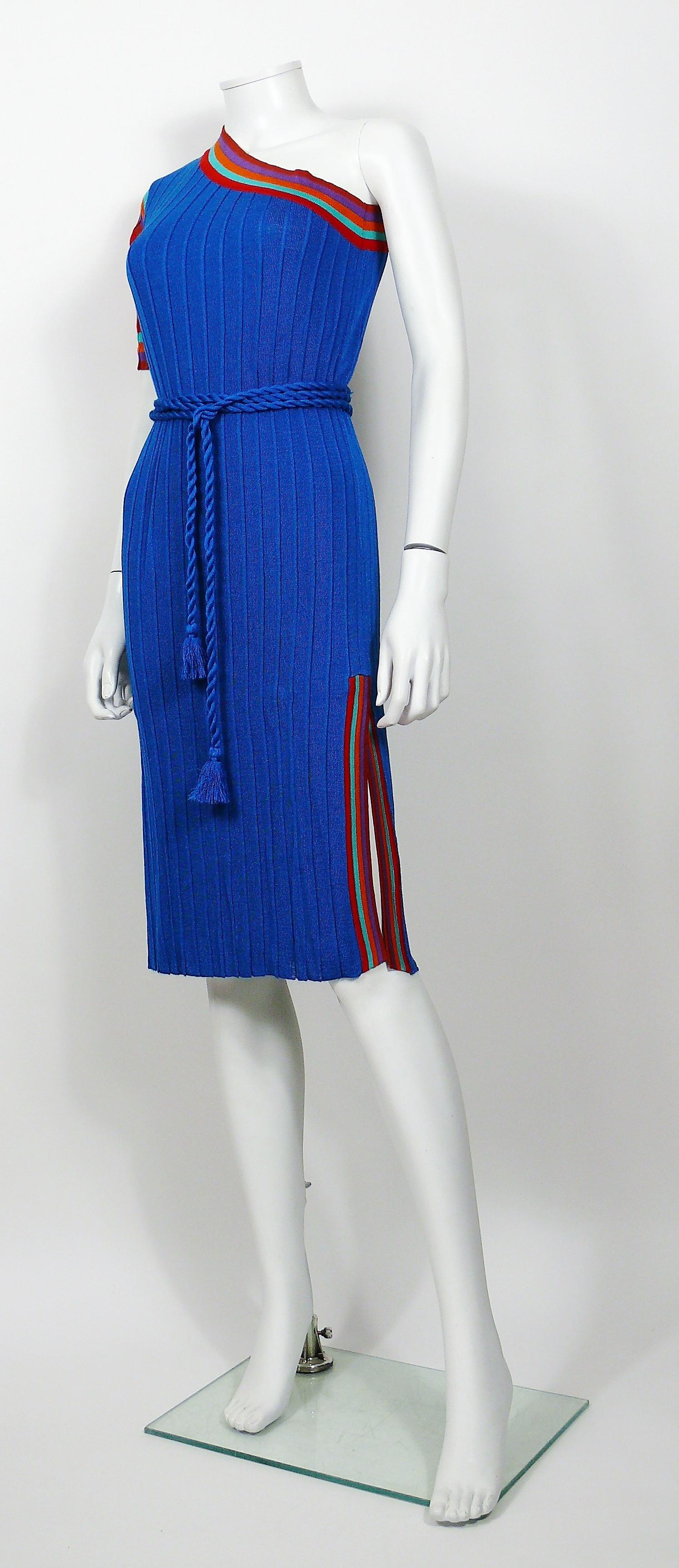 Blue Yves Saint Laurent YSL Vintage Tricot Dress Size 38