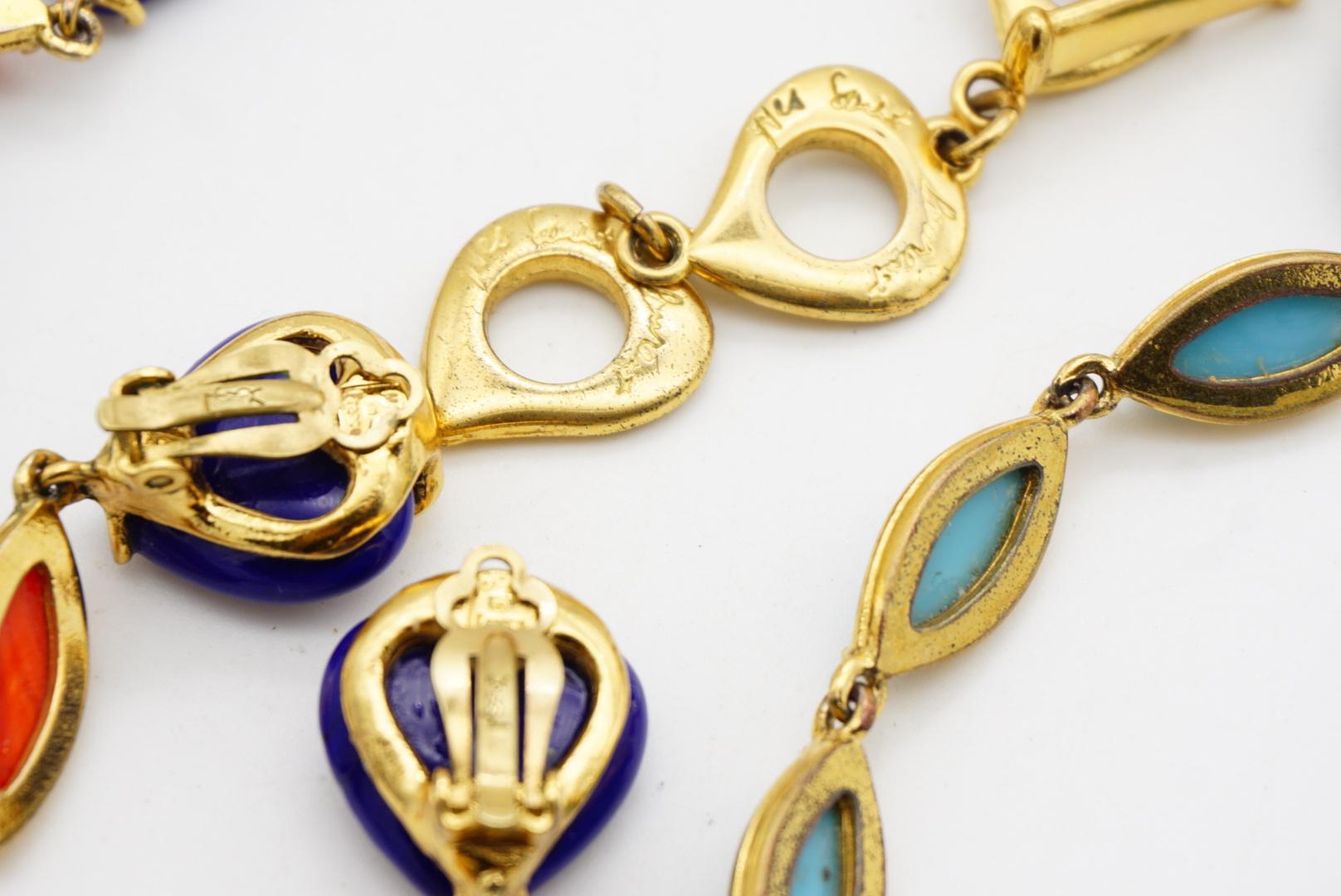 Yves Saint Laurent YSL Vintage Türkis Herz Koralle Lapis Marquise Stein 3 Set im Angebot 12