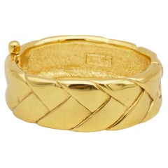 Yves Saint Laurent YSL Vintage Unisex Gold Quilted Braided Monderist Chunky Cuff