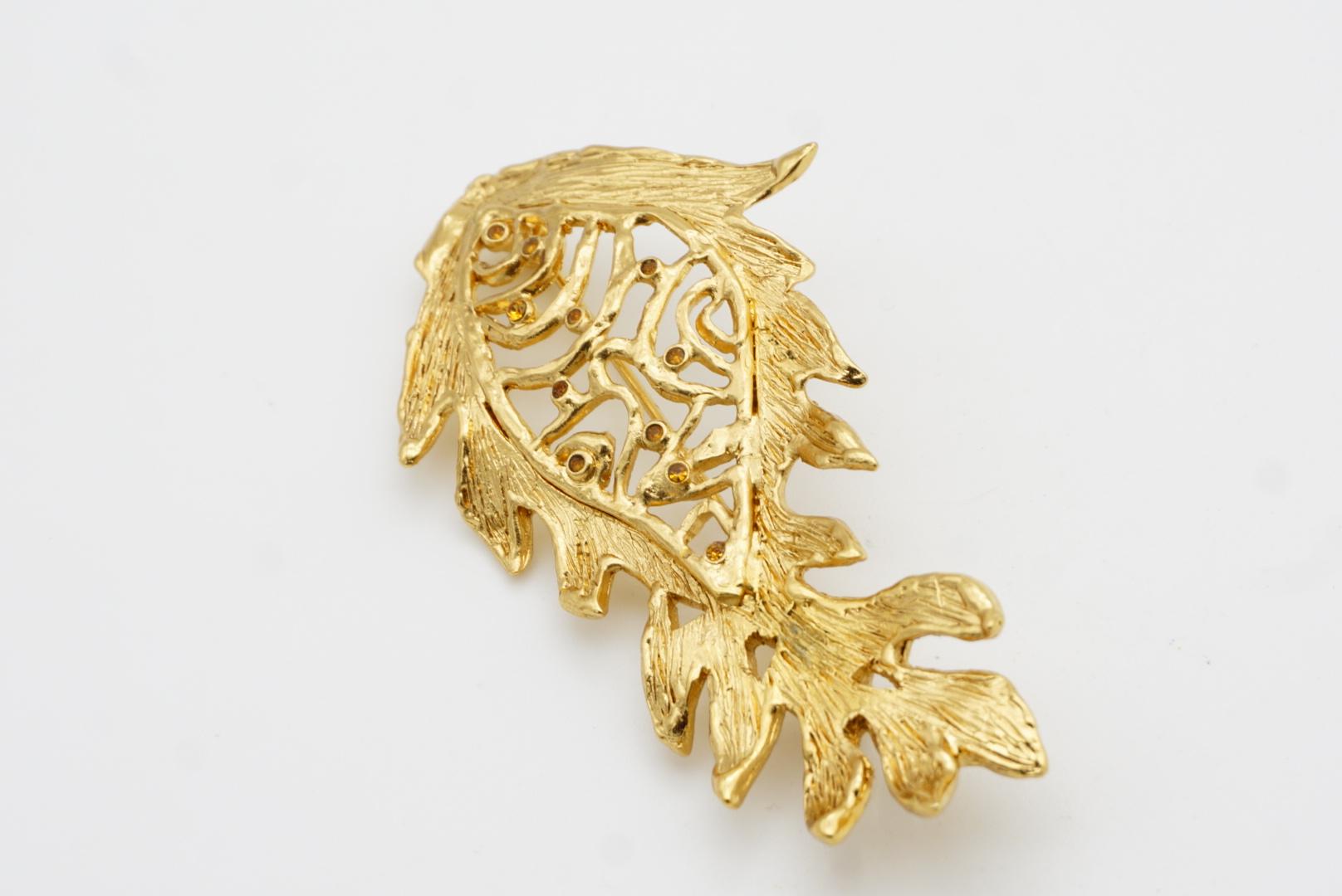 Yves Saint Laurent YSL Vintage Vivid Goldfish Citrine Crystals Openwork Brooch For Sale 10