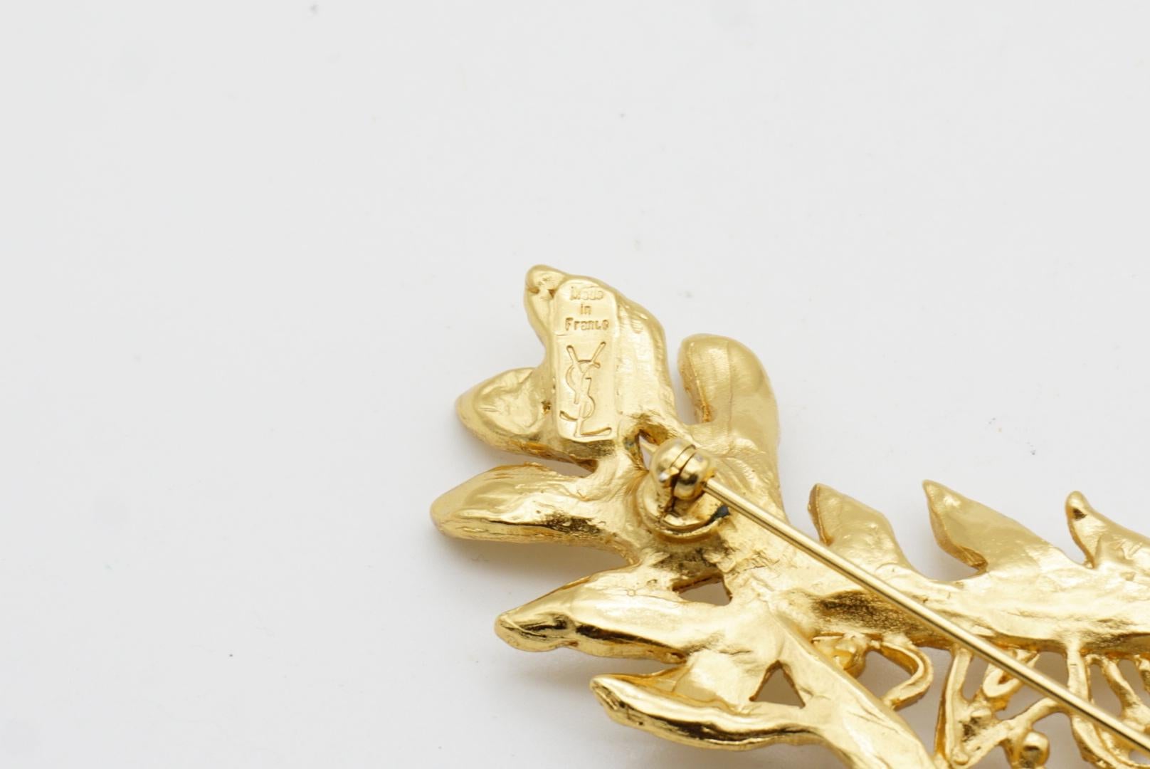 Yves Saint Laurent YSL Vintage Vivid Goldfish Citrine Crystals Openwork Brooch For Sale 13