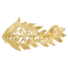 Offene Brosche, Yves Saint Laurent YSL Vintage Vivid Goldfisch Citrin Kristalle