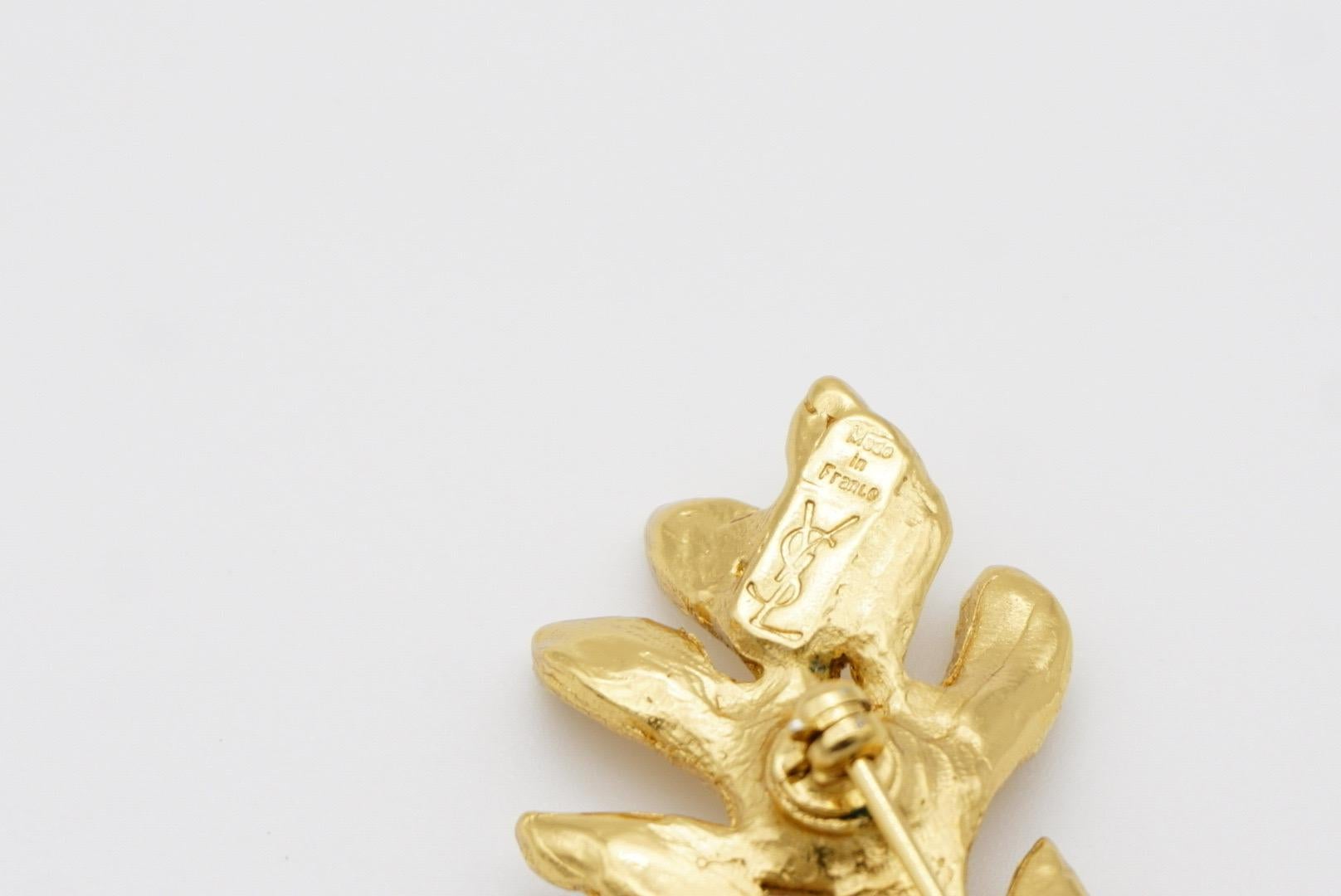 Yves Saint Laurent YSL Vintage Vivid Long Fish Yellow Crystals Openwork Brooch 11