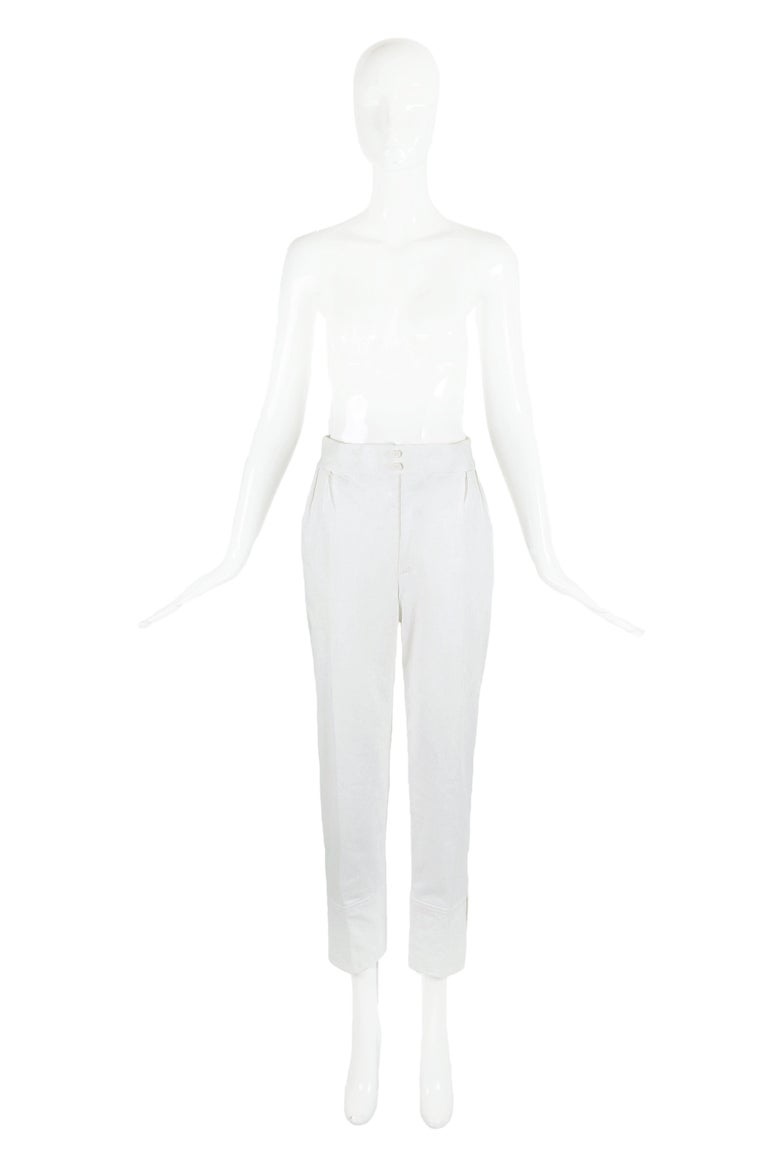 Yves Saint Laurent YSL Vintage White Cotton Pants w/Slits at Cuffs For ...