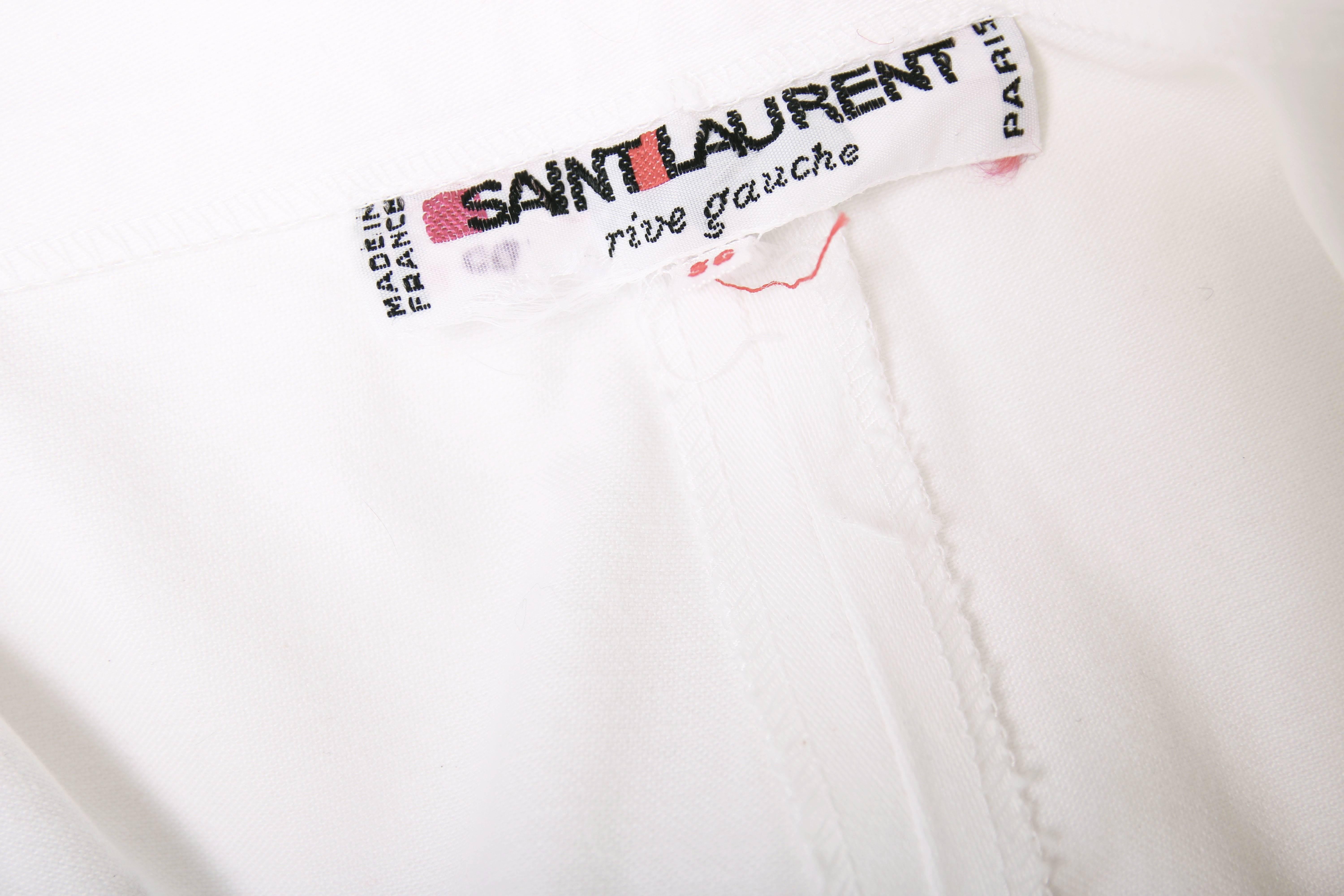 Women's Yves Saint Laurent YSL Vintage White Cotton Pants w/Slits at Cuffs