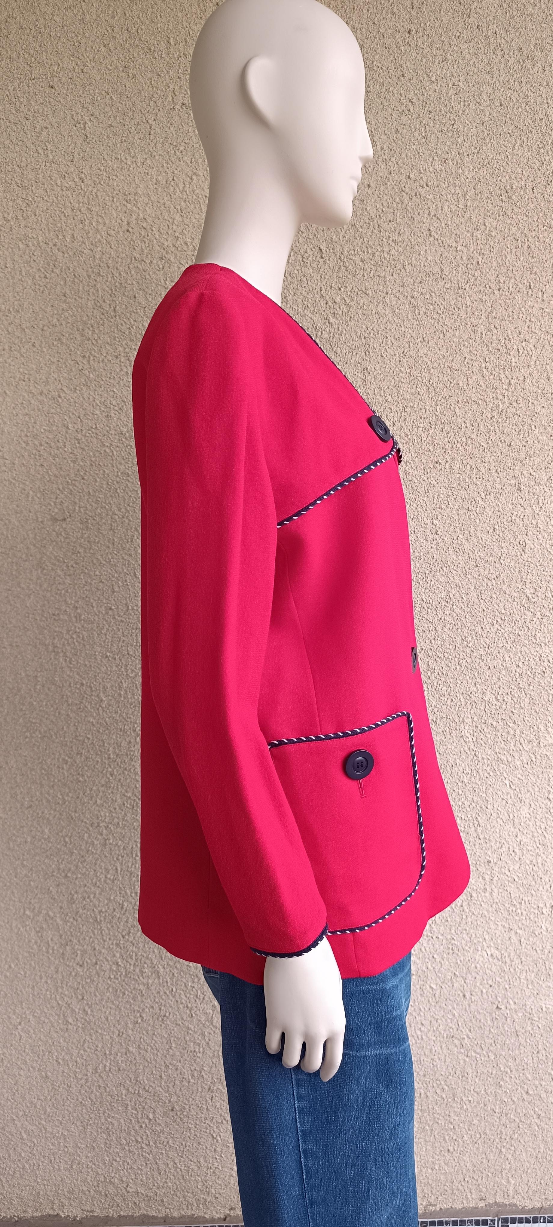 Yves Saint Laurent YSL Vintage Blazer / Giacca in lana rossa con finiture a contrasto in vendita 15