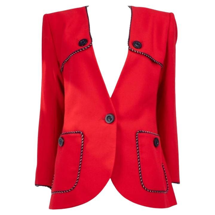 Blazer/veste vintage Yves Saint Laurent YSL rouge en laine avec bordure contrastée