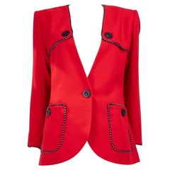 Yves Saint Laurent YSL Vintage Blazer / Giacca in lana rossa con finiture a contrasto