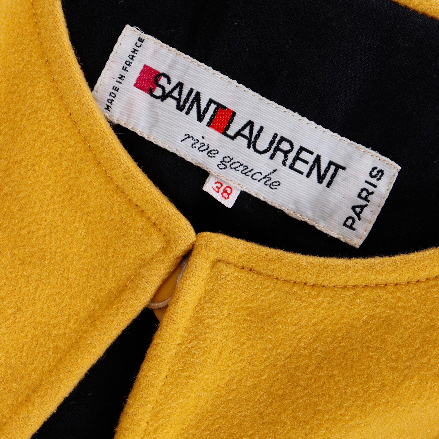 Yves Saint Laurent YSL Vintage Yellow Wool Cape 1