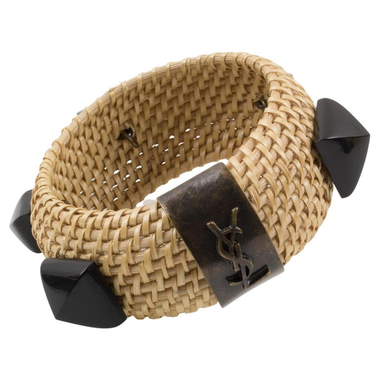 Ysl Rattan Yves Saint Laurent YSL Wicker and Resin Bracelet Bangle For Sale at 1stDibs