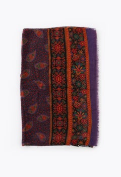 Yves Saint Laurent YSL Wool and Silk Paisley Long Scarf