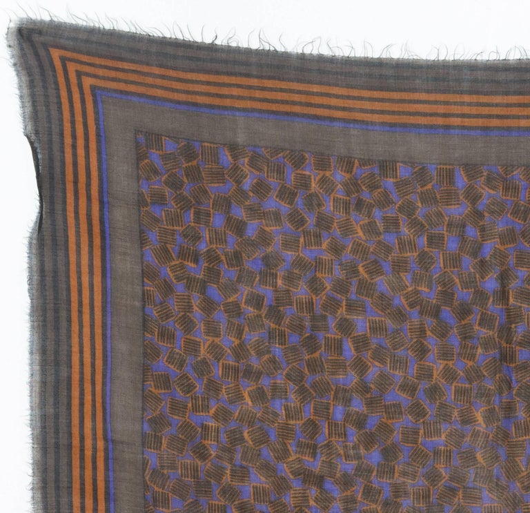 Ysl Geometry Pattern Yves Saint Laurent YSL Wool and Silk Scarf For Sale at 1stDibs